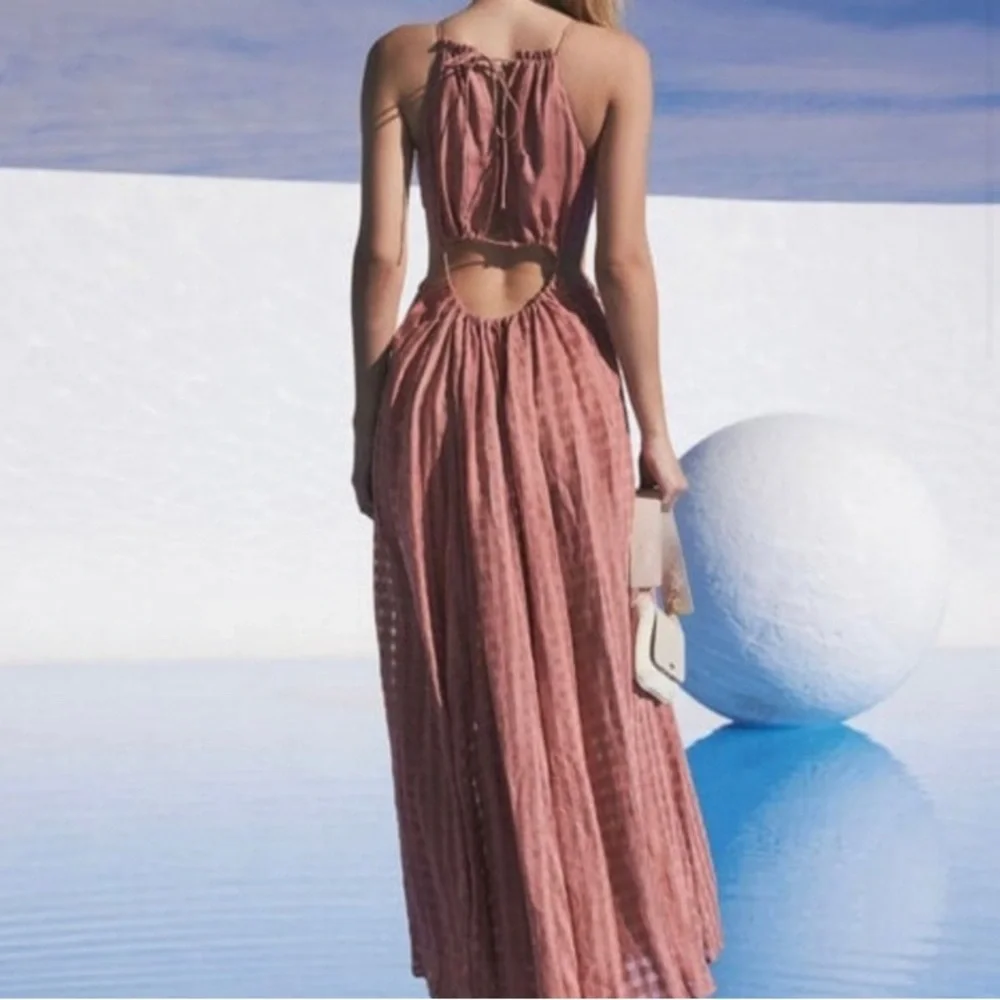 Cult Gaia Pink Halter Maxi Dress - Picture 2 of 8